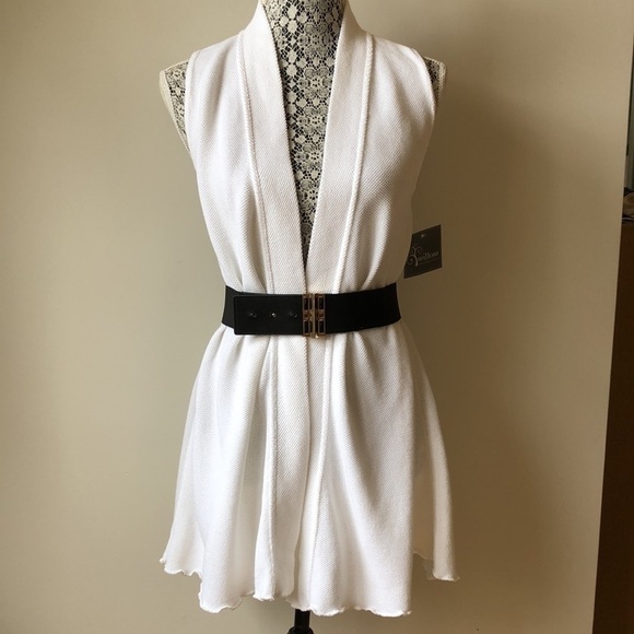 VEST open front longer length hits mid thigh. White 100% cotton NWT - Picture 9 of 9